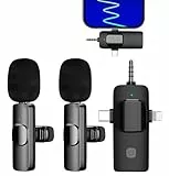Microfono Inalambrico para iPhone/iOS/Android/PC/Laptop, Micrófono Lavalier Inalámbrico para Móvil Portátil, Bluetooth Micrófono para Facebook, Youtube, Twitter, TIK Tok Video y transmisión en Vivo