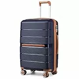 British Traveller Maleta de Viaje con Material PP Maleta de Cabina Rígida Ligera con Cerradura TSA (56cm, Azul)