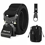 Leskyair Cinturón Táctico para Hombres 1.5 pulgadas, estilo militar - Cinturón de trabajo con Hebilla de Metal liberación rápido, Regalo con Bolsa Táctica Molle y Soporte para Botella