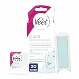 Veet Pure Bandas de Cera Fría Depilatoria para Depilación Facial Adecuado para Labio Superior (Bigote), Fórmula de Cera Hipoalergénica para Pieles Sensibles, 20 Tiras