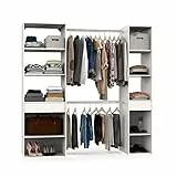 MUEBLES PITARCH | Armario Vestidor Ropero Abierto, 2 Barras, 2 Cajones, 8 Estantes, Blanco, 200x200x50cm (Alto x Ancho x Fondo), Moderno, Gran Capacidad, Modelo Cloe