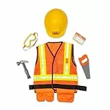 Melissa & Doug - Disfraz Obrero de la Construcción para Niño y Niña de 3 a 6 Años, con Herramientas Juguete - 6075145 - Juguetes Niños 3 Años + - Regalo Niño 3 Años + - Juegos Infantiles