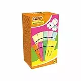 BIC Highlighter Subrayadores Flat - Colores en Tonos Intensos y Pastel, Surtido, Pack de 10