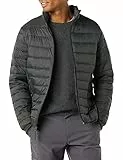 Amazon Essentials Chaqueta Acolchada Ligera, Resistente a la Lluvia y Plegable (Disponible en Tallas Grandes y Largos Especiales) Hombre, Gris Oscuro, L