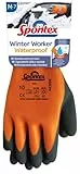 Spontex Winter Worker 12322087 - Guantes de trabajo impermeables con forro de doble capa, protección contra el frío, revestimiento de látex, talla M, 1 par, 12322087, color naranja y negro, talla M (1