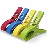 PORTENTUM Pinzas para Toalla de Playa, Set de 12, Multicolor. Pinzas Grandes para Sujetar Toallas, Pinzas Plástico para Tumbona, Resistentes y Fuertes, Tamaño 12x8,5x2,1cm, Amarillo/Azul/Verde/Rojo