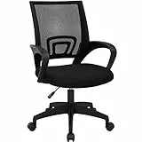 T-LoVendo - Silla de Oficina o Escritorio ergonómica con Soporte Lumbar, Malla Transpirable, Regulable en Altura, Ruedas antiarañazos, Color Negro