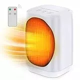 Lightswim - Calentador de ambiente portátil, oscilante de 70°, 1200 W, cerámica PTC, con 3 modos, miniventiladores para oficina, escritorio, dormitorio, interior (blanco)