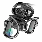 DUSONLAP Oreja Abierta Bluetooth 5.4, Auriculares Inalámbricos Deportivos con Gancho, Negro Puro