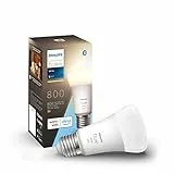 Philips Hue - Bombilla led inteligente, casquillo E27, Luz cálida regulable, 9W - 800 lumens, Bluetooth, Compatible con Zigbee y Alexa