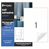 BETCKEY - 100 Hojas de Pegatinas A4, Etiquetas Autoadhesivas Imprimibles de A4 Página Completa para Impresoras de Inyección de Tinta y Impresora Láser
