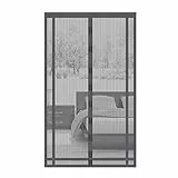 Sekey Mosquitera magnética para puerta de balcón sin agujeros, se puede cortar, cortina para puerta, protección contra insectos, cortina con cinta adhesiva ampliada, 130 x 220 cm, gris