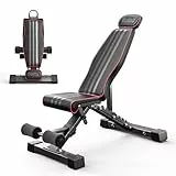 YOLEO Banco de pesas plegable de 300 kg, multifunción, con espalda y cabeza ampliadas y soporte para la columna vertebral, banco de entrenamiento para fitness, banco inclinado con respaldo ajustable