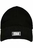Urban Classics Gorro de Hilo Reciclado de Punto Liso Boina, Negro, Talla única Unisex Adulto