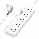 Regletas Enchufes，Regleta Universal con Interruptor, 5 Enchufes Universales, 1 x 20W USB-C PD, 3 x Puertos de Carga Rápida USB-A QC, Cable de Alimentación de 2m, con Protección contra Sobretensiones