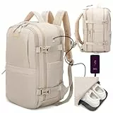 1990s Mochila de viaje cabina expandible para Ryanair 40x25x20-25cm,con bolsa de zapatillas,mochila casual impermeable extensible compatible con portátil 15'- Taupe