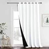 PONY DANCE Cortinas Blancas Salon Cortina 100% Opaca Ventana 1 Pieza 200x245 CM Cortina Termica Aislante Frio y Calor Cortina Dormitorio con Ojales Cortinas Blackout, Blanco