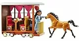 DreamWorks Spirit Vagón de tren de Fortu Set de juego con muñeca de juguete y accesorios de moda y viaje Mattel HBT15