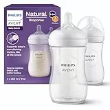 Philips Avent Biberón Natural Response: 2 biberones para bebés recién nacidos de 260 ml, sin BPA, a partir de 1 mes (modelo SCY903/02)