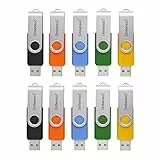 Intenso Basic Line - Memoria USB 2.0 de 4 GB con práctica Etiqueta (Amarillo, Verde, Negro, Azul y Naranja) con Soporte de Metal Plateado (10 Unidades)