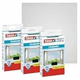 tesa Insect Stop Malla Mosquitera STANDARD para Ventanas - Mosquitera Autoadhesiva - Recortable al Tamaño Deseado - Gris Antracita, 3x 110 cm x 130 cm
