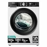 Hisense WD3S1043BW3 - Lavadora Secadora 2 en 1 con Vapor,Clase D/A, Carga Frontal 10.5 kg Lavado, Secadora 6 kg, Conectividad WiFi, Programación Asistida, Monitor de Consumo, Serie 3S, Blanco