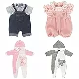 ZWOOS Ropa de Muñeca para Muñecas Bebé 35-43 cm, Regalos para Niñas, Niños, Paquete de 4
