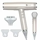 slopehill Secador de pelo de iones de 110,000 rpm, motor sin escobillas, secado rápido con difusor magnético, poco ruido/tecnología biocerámica, para casa, viajes, salón (oro champán)