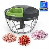 Ibergrif M501 Picadora Manual con Cuerda, Picadora de Verduras Multifuncional, Vegetable Chopper con Tapa, Sin BPA, FáCil de Limpiar, Picadora de Alimentos Easy Pull para Verduras, Frutas, Nueces