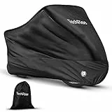 TechRise Funda Bicicleta para 2-3 Bicicletas, Funda Bicicleta exterior Impermeable Anti Viento Polvo UV con Orificios de Cerradura y Bolsa de Almacenaje para Bicicletas de Montaña/ Carretera (Negro)