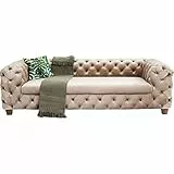 Kare Design Sofá Desire, beige, de 3 plazas, elegante, cómodo con acabado de terciopelo, estilo lujoso, fácil montaje, óptimo para salón y oficina, cama chaise longue, 68 x 245 x 100 cm