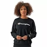 Champion Powerblend Relaxed Crew-Serigrafía Sudadera, Black-y08113, L para Mujer