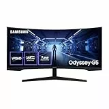 Samsung Odyssey G55T Curved Gaming Monitor 34', Ultra WQHD, 3440x1440, 165Hz, 1ms(G/G), 1000R, AMD Freesync Premium, HDR, Negro, LC34G55TWWPXEN