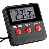 Akozon Higrómetro de Termómetro LCD Digital para Incubadoras de Huevos y Entornos de mascotas: Monitor de Temperatura y Humedad Interiores/exteriores con Registros Máximos/min