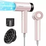 Dekuri Secador de pelo, motor de alta velocidad de 110,000 RPM para un secado rápido, 200 millones de iones, secador ligero y silencioso para mujeres y hombres, con boquilla magnética y difusor, Rosa