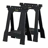 STANLEY Pack de 2 caballetes plegables Junior, ligeros y compactos, con ranura en V, patas antideslizantes y bandeja de almacenamiento, dimensiones 57,1x6,3x81,8 cm, STST1-70355