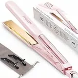 Faszin - Plancha para pelo, placas de titanio liso, calentamiento rápido en 20S, plancha de pelo iónica protectora, pantalla LCD, voltaje universal, alisador de pelo 2 en 1 (rosa)