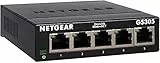 NETGEAR Switch de red Gigabit Ethernet de 5 puertos (GS305) | Plug-and-Play | Funcionamiento silencioso | Montaje en sobremesa o pared