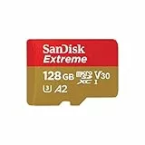 SanDisk Extreme Tarjeta Micro SDXC 128GB + adaptador SD, (Para teléfonos inteligentes, cámaras de acción, drones) V30, hasta 190 MB/s, RescuePRO Deluxe, A2 C10 U3 UHS-I,