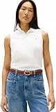 Tommy Hilfiger Polo de Manga Corta Mujer 1985 Slim Fit, Blanco (Ecru), L