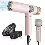 Faszin Secador de Pelo Profesional y Ligero con Motor de 110,000 RPM, Secado Rápido, 200 Millones de Iones, Bajo Ruido, Pantalla LED y 3 Boquillas Magnéticas, Ideal para el Hogar y el Salón. (Rosa)
