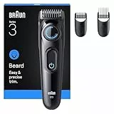Braun Recortadora De Barba Series 3 BT3520, Barbero Recargable, +3 Accesorios De Afeitado, Lámina De Corte Ultra Afilada, 50 Min De Autonomía, 40 Longitudes, Negro/Azul