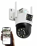ZOSI Cámara de Vigilancia WiFi Exterior con Doble Lente 2MP+2MP, 360° Vigilancia, Detección y Seguimiento de Persona, Visión Nocturna en Color, Alarma de Sirena y Luz