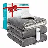 ALLJOY Manta Eléctrica Extra Grande, 200 x 180cm Manta Térmica con Apagado Automático 180 Minutos, 9 Niveles de Calor, Franela, 8,5FT Cable Eléctrico, Lavable en lavadora, Hogar y Oficina