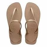 Havaianas - Flash Urban, Sandalias Cómodas, Elegantes y Versátiles, Cierre en Tobillo, Tiras Metálicas Cruzadas, Mujer, Rose Gold, 39/40 EU