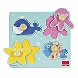 Goula, Puzzle mar, Encajable de Madera a Partir de 1 año, Multicolor