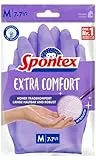 Spontex Extra Comfort, guantes de hogar premium con forro textil suave, ideales para todos los trabajos de limpieza en el hogar, lavable a 30 °C, talla M (7-7, 5), 1 par, morado, m (1 par)