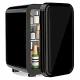YASHE Mini nevera de 6 litros/8 latas, 220 – 240 V CA/CC, refrigerador termoeléctrico portátil, refrigeradores para dormitorio, cuidado de la piel, bebidas, oficina, dormitorio y coche,negro