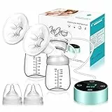 PiAEK Sacaleches EléCtrico, Extractor De Leche Electrico Saca Leche Materna Electrico 3 Modos 10 Niveles Doble PortáTil Recargable Con Pantalla TáCtil Silencioso Sin BPA（Blue)