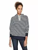 Amazon Essentials Sudadera con Capucha y Corte Regular de Felpa Francesa (Disponible En Tallas Grandes) Mujer, Azul Marino Rayas, M
